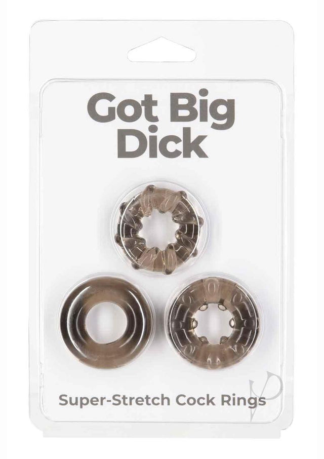 PowerBullet Got Big D Super Stretch Cock Rings (3 pack) - Black