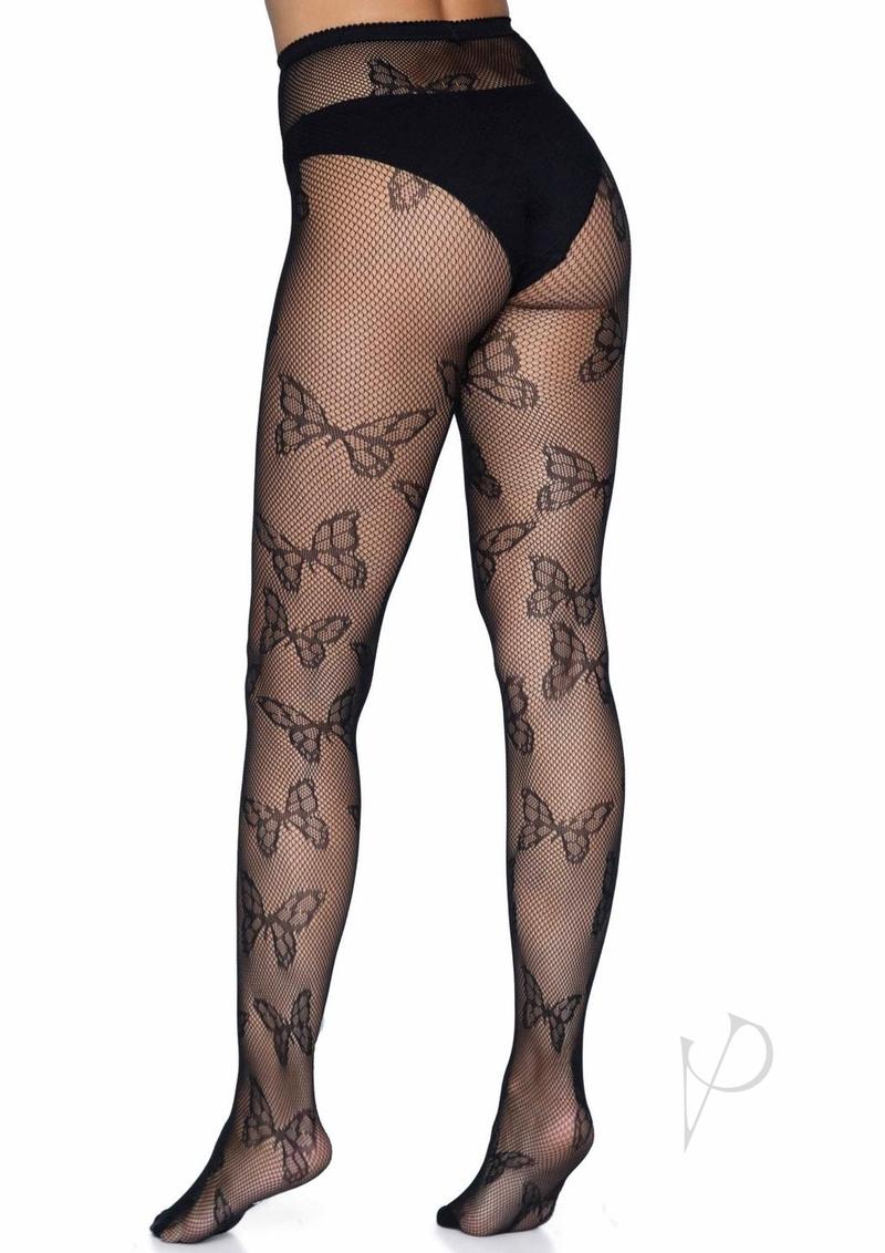 Leg Avenue Butterfly Net Tights - OS - Black