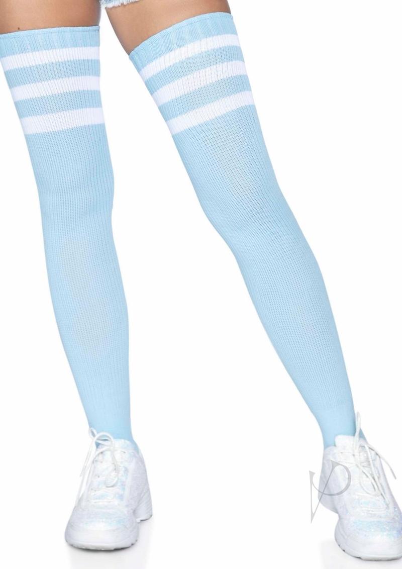 Leg Avenue Athlete Thigh Hi 3 Stripe Top - O/S - Light Blue