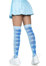 Leg Avenue Argyle Knit Over The Knee Socks - OS - Blue