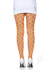 Leg Avenue Jumbo Pothole Net Tights - OS - Neon Orange