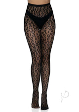 Leg Avenue Leopard Net Tights - O/S - Black