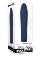 Straight Forward Rechargeable Silicone Vibrator - Blue