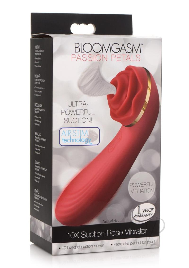 Inmi Bloomgasm Passion Petals 10X Rechargeable Silicone Rose Clitoral Stimulator - Red