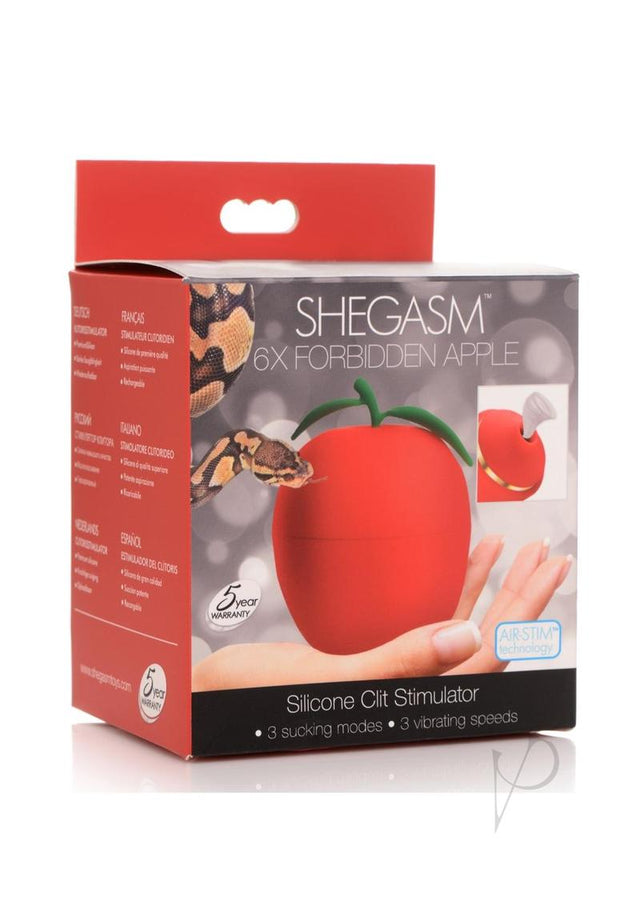 Shegasm 6X Forbidden Apple Rechargeable Silicone Clit Stimulator - Red