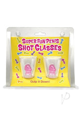 Super Fun Penis Shot Glasses (2 per Set) - Clear/Pink