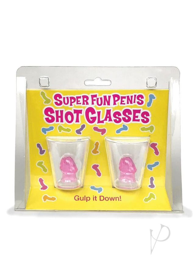 Super Fun Penis Shot Glasses (2 per Set) - Clear/Pink