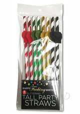 Happy F'n Birthday Tall Party Straws (8 per Pack) - Assorted Colors