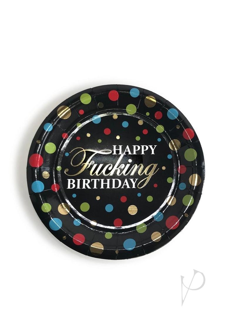 Happy F`n Birthday Plates (8 per Pack) - Multicolor