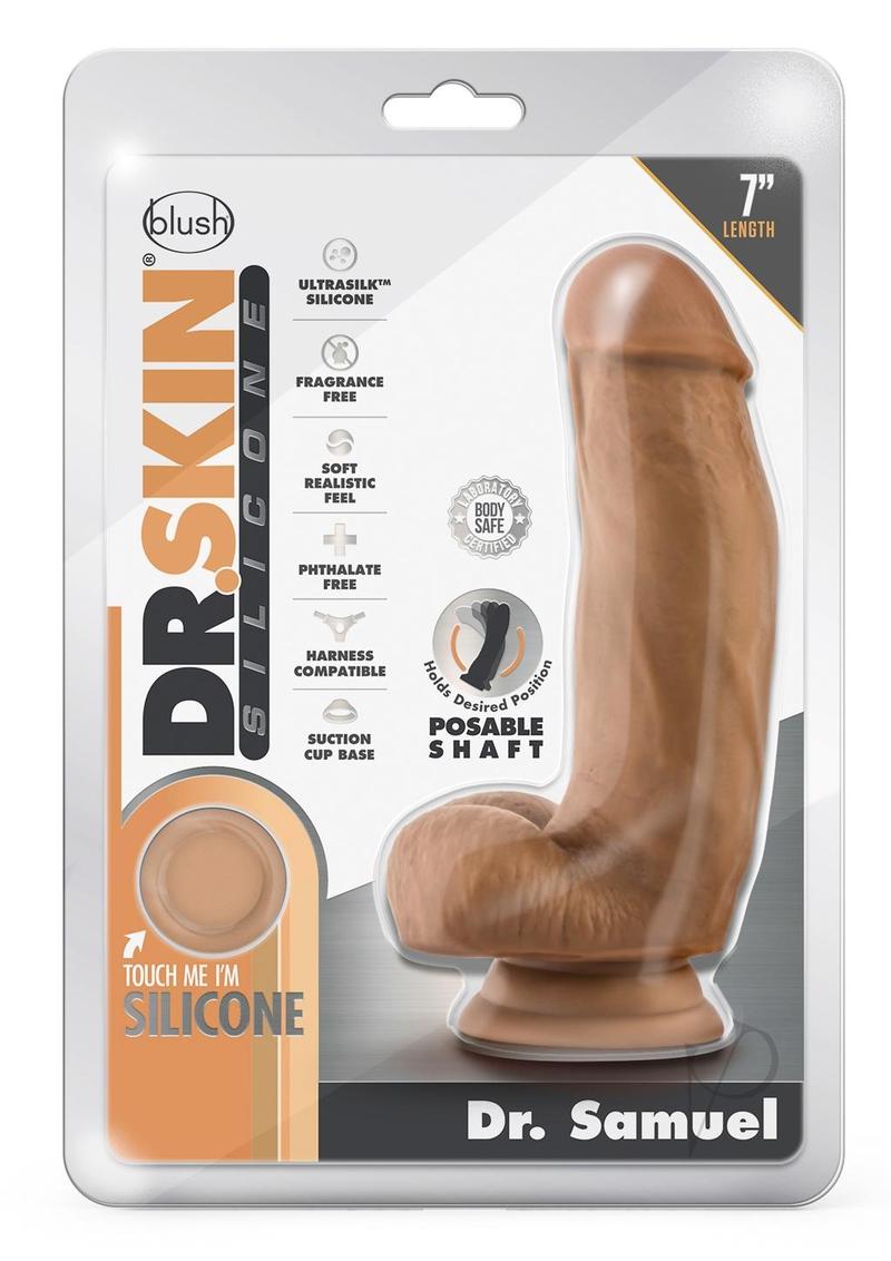 Dr. Skin Platinum Collection Silicone Dr. Samuel Dildo with Balls and Suction Cup 7in - Caramel