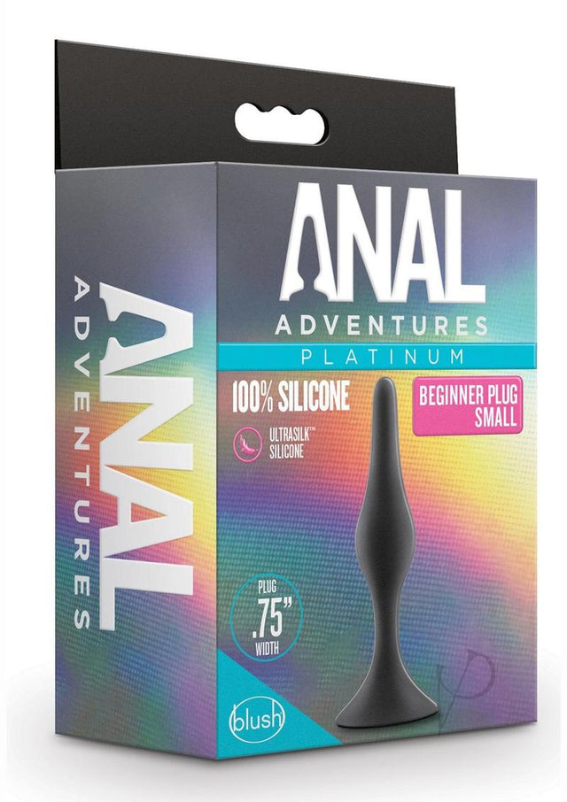 Anal Adventures Platinum Silicone Beginner Plug - Small - Black