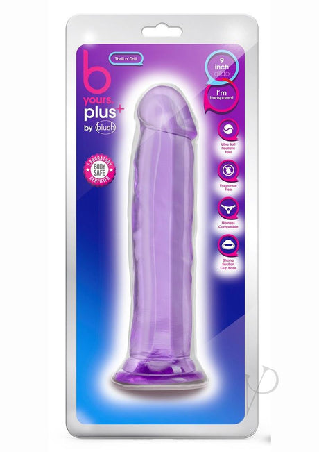 B Yours Plus Thrill n' Drill Realistic Dildo 9in - Purple