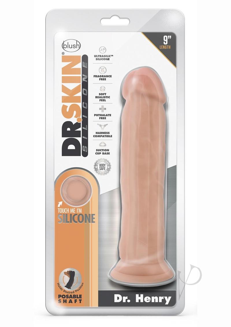 Dr. Skin Platinum Collection Silicone Dr. Henry Dildo with Suction Cup 9in - Vanilla