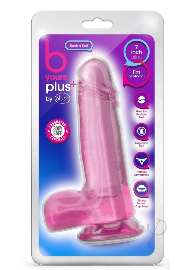 B Yours Plus Rock n' Roll Realistic Dildo with Balls 7.25in - Pink