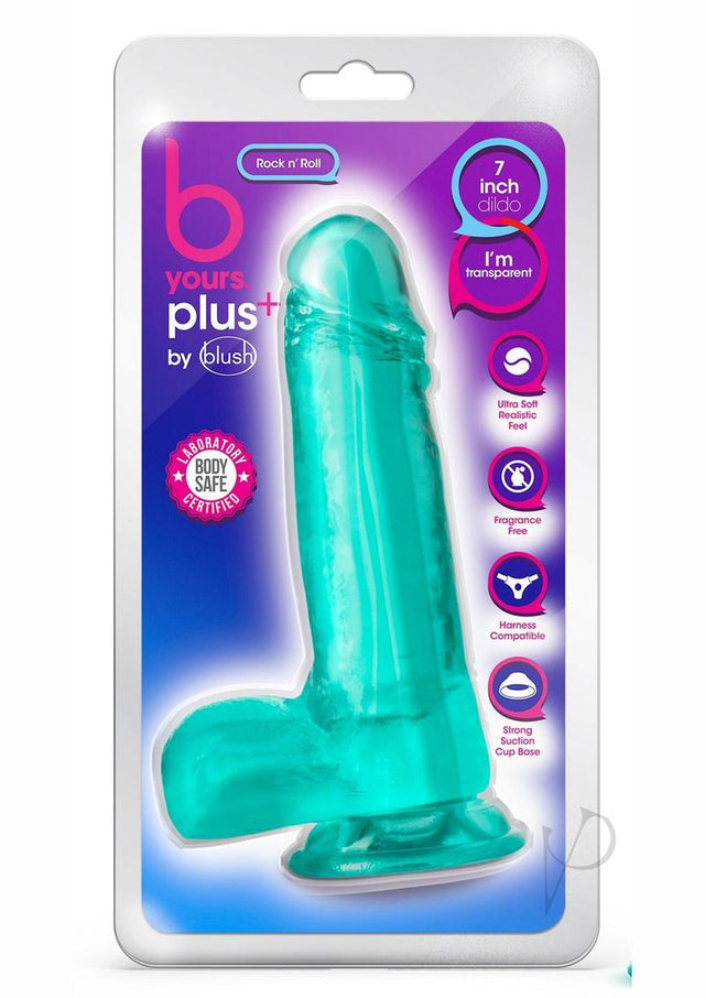 B Yours Plus Rock n' Roll Realistic Dildo with Balls 7.25in - Teal
