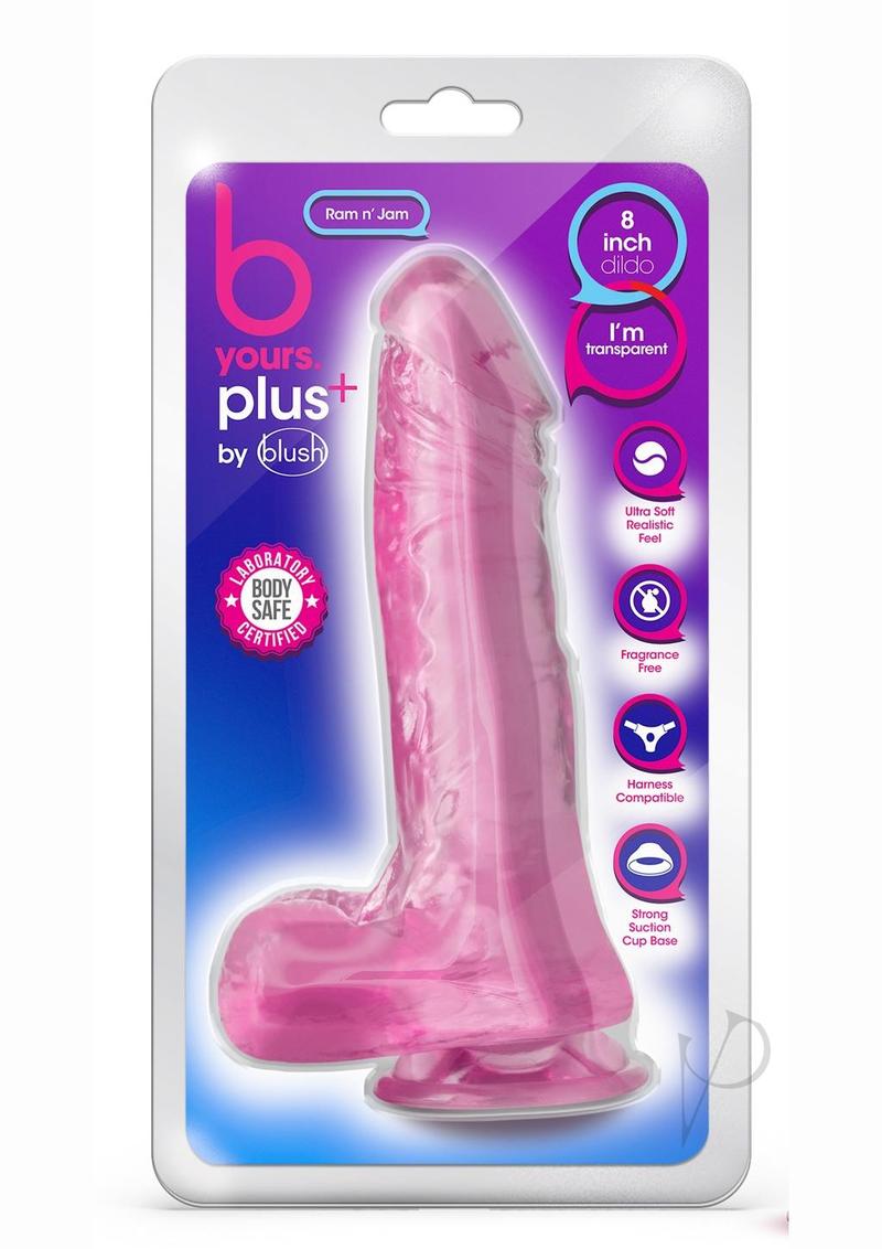 B Yours Plus Ram n' Jam Realistic Dildo with Balls 8in - Pink