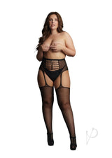Le Desir High-Waist Garterbelt Stockings - Plus Size - Black