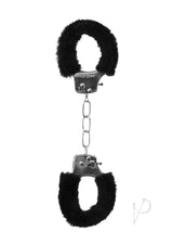 Ouch! Beginner`s Furry Hand Cuffs with Quick Release Button - Black