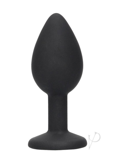 Ouch! Silicone Butt Plug with Removable Jewel - Black