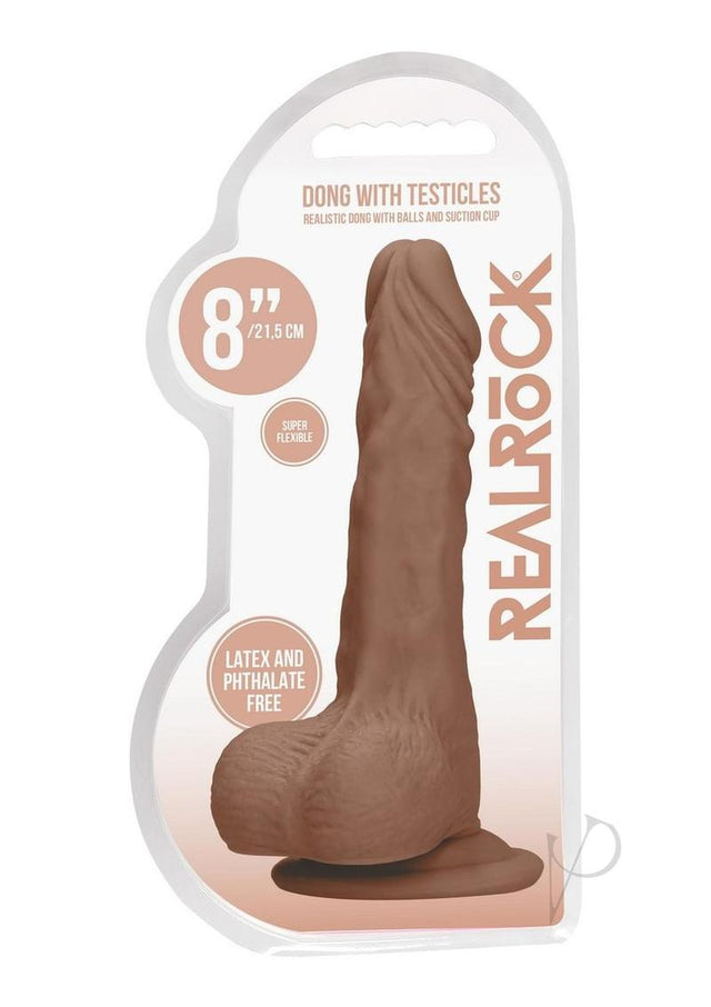 RealRock Skin Realistic Dildo with Balls 8in - Caramel