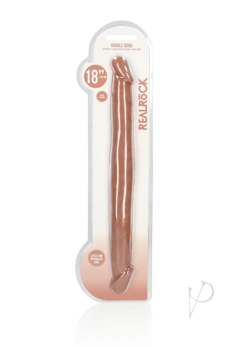 RealRock Skin Realistic Double Dildo 18in - Caramel
