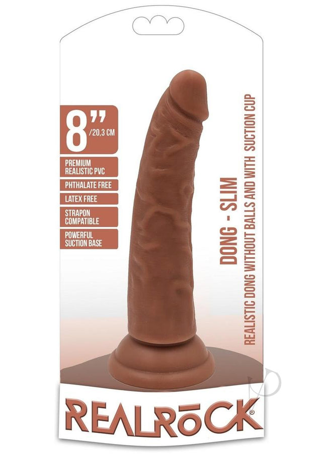 RealRock Slim Realistic Dildo with Suction Cup 8in - Caramel