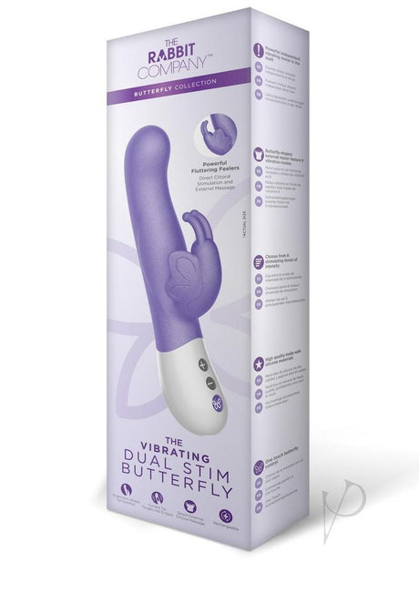 The Rabbit Company The Vibrating Dual Stim Butterfly Silicone Rechargeable Rabbit Vibrator - Purple