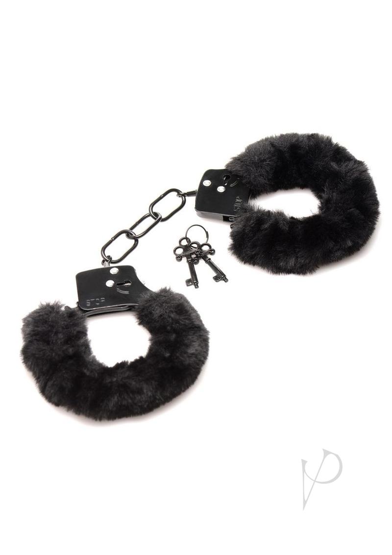 Master Series Cuffed in Fur Furry Handcuffs - Black