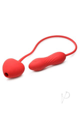 Shegasm Love On Me Rechargeable Silicone Suction Clit Stimulator and Vibrating Egg - Red