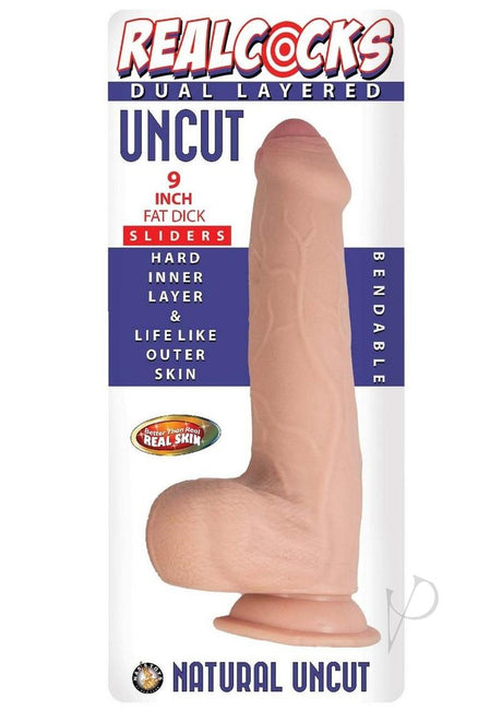 Realcocks Dual Layered Uncut Slider Fat Dick Dildo 9in - Vanilla