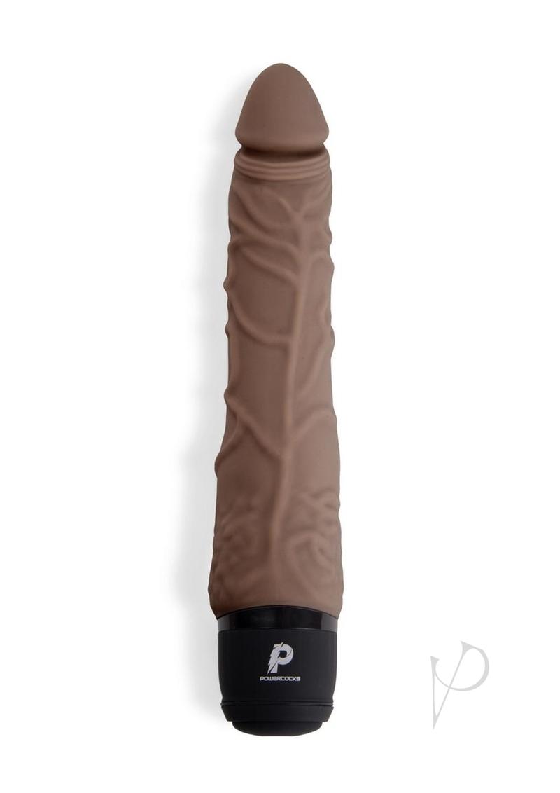 Powercocks Silicone Realistic Vibrator 7in - Chocolate