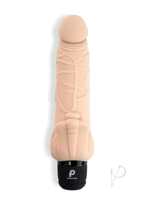 Powercocks Silicone Realistic Vibrator with Clitoral Stimulator 7in - Vanilla