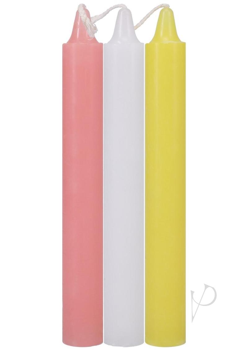 Doc Johnson Japanese Drip Candles - 3 Pack - Pink/Yellow/White