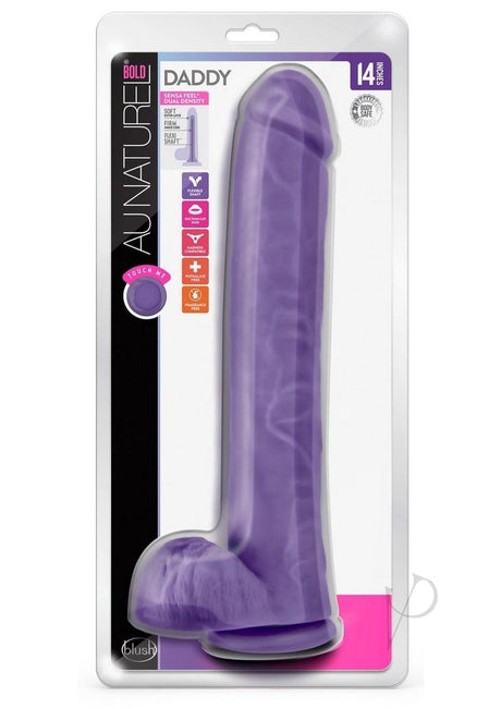 Au Naturel Bold Daddy Dildo with Suction Cup and Balls 14in - Purple