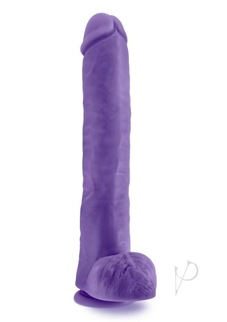 Au Naturel Bold Daddy Dildo with Suction Cup and Balls 14in - Purple