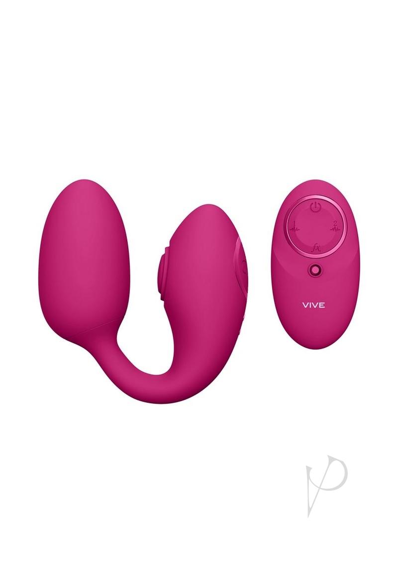 Vive Aika Rechargeable Silicone Pulse Wave and Vibrating Love Egg with Remote Control - Pink