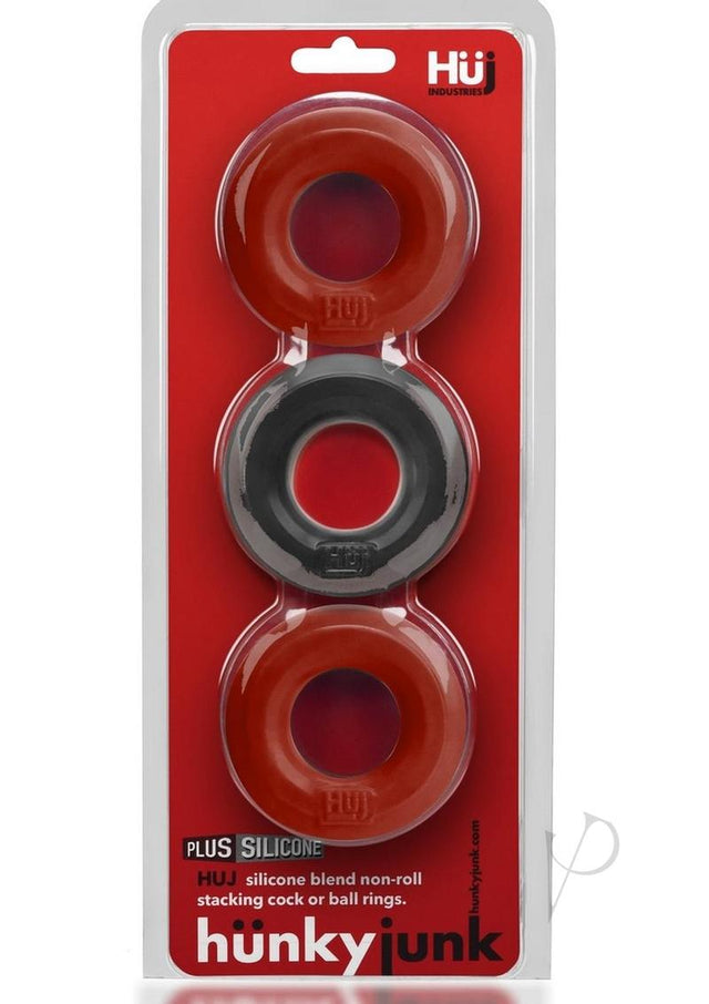 Hunkyjunk HUJ3 Silicone C-Rings (3 Pack) - Cherry/Tar