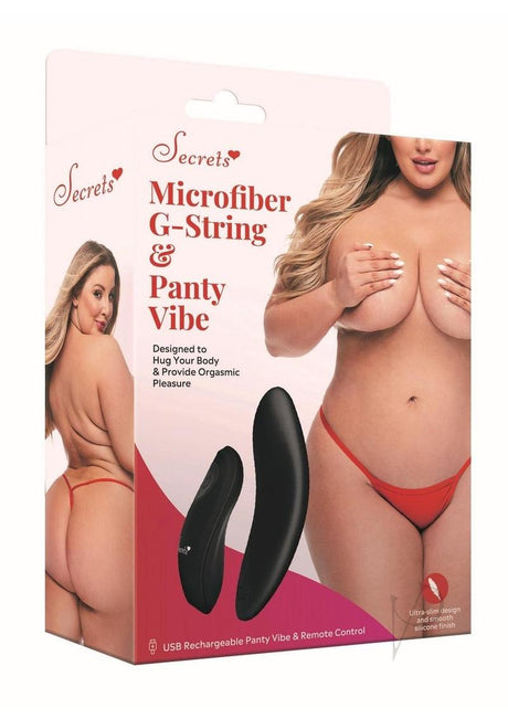 Secret Rechargeable Silicone Microfiber G-String and Panty Vibe with Remote Control - Queen - Red