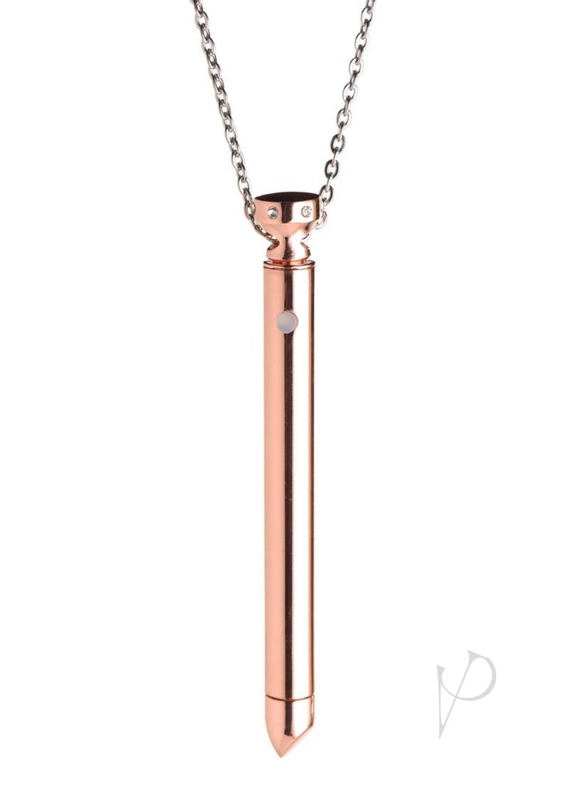 Charmed Rechargeable Stainless Steel 7X Vibrating Necklace - Rose Gold