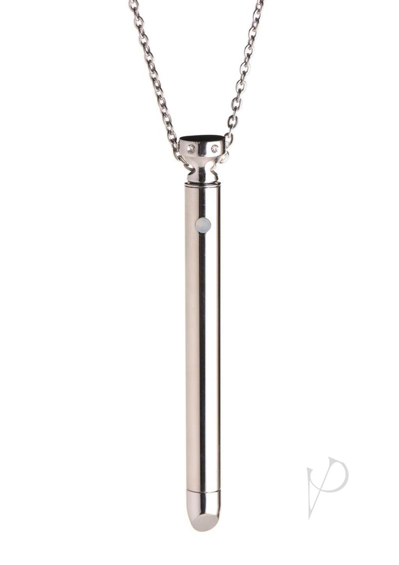 Charmed Rechargeable Stainless Steel 7X Vibrating Necklace - Silver