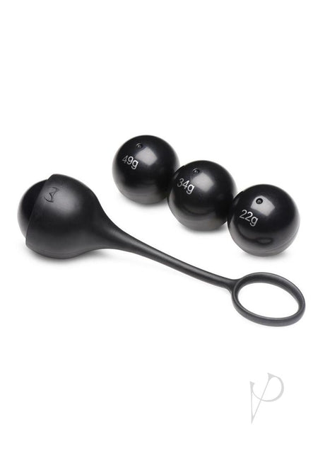 Master Series Cock Dangler Silicone Penis Strap with Weights - Black