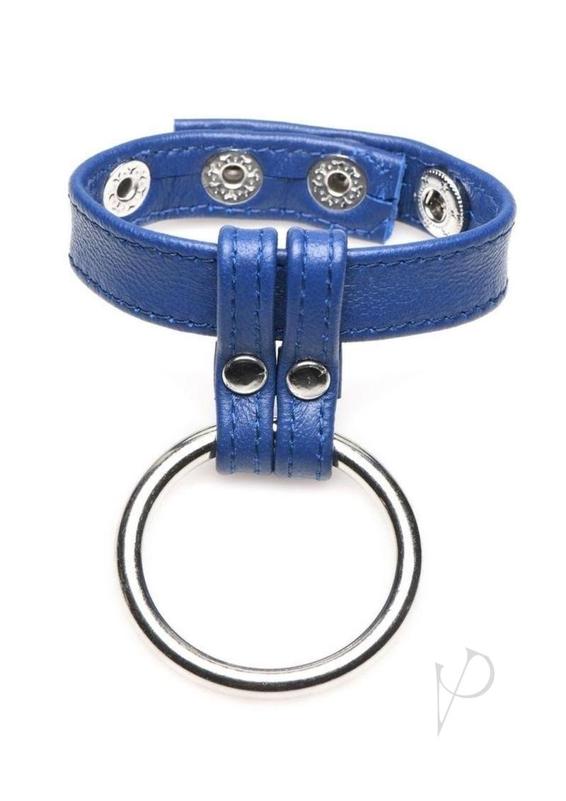 Strict Leather Cock Gear Leather and Steel Cock and Ball Ring - Blue