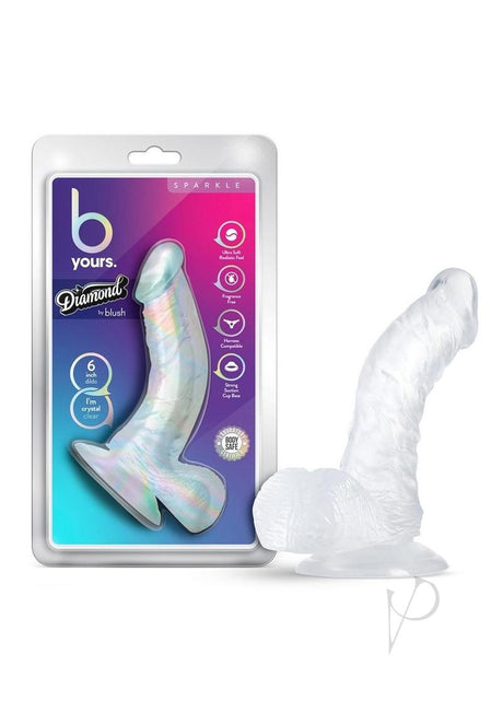 B Yours Diamond Sparkle Dildo 6.5in - Clear