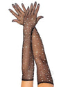 Leg Avenue Rhinestone Fishnet Opera Length Gloves - O/S - Black