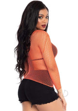 Leg Avenue Spandex Long Sleeved Industrial Net shirt - OS - Coral