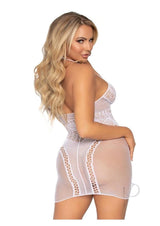 Leg Avenue Multi Net Halter Mini Dress. - OS - White