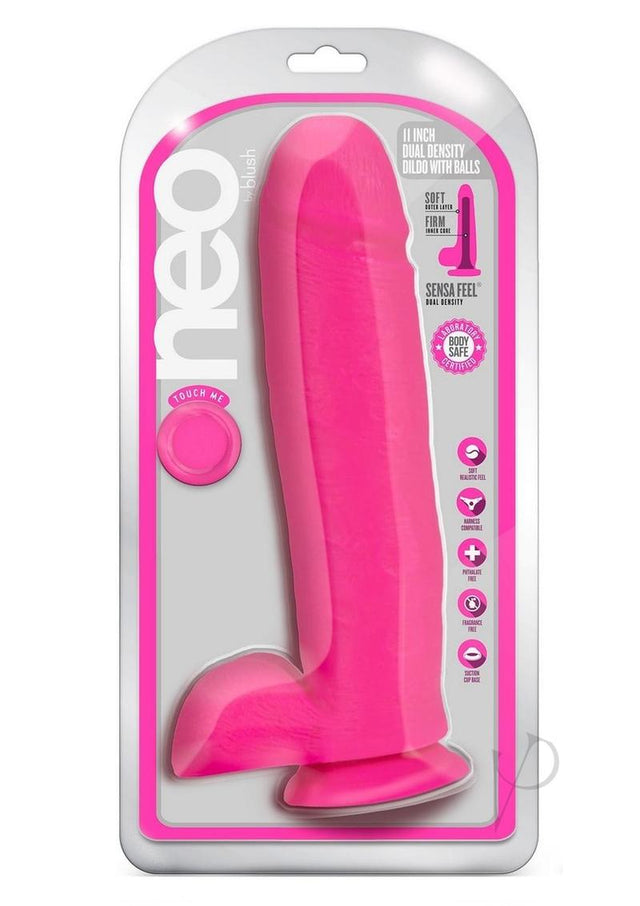 Neo Dual Density Dildo 11in - Neon Pink