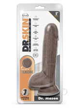 Dr. Skin Platinum Collection Silicone Dr. Mason Dildo with Balls and Suction Cup 9in - Chocolate