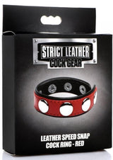 Cock Gear Leather Speed Snap Cock Ring - Red