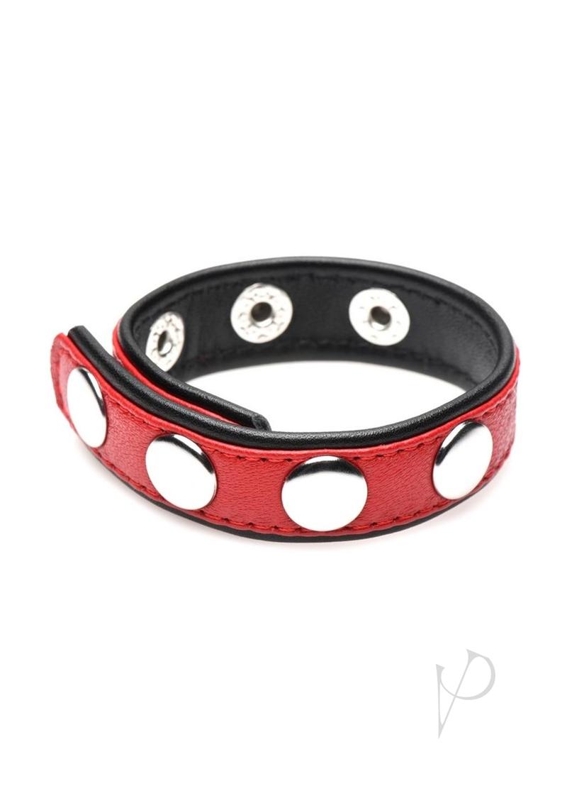 Cock Gear Leather Speed Snap Cock Ring - Red